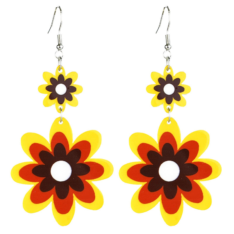 Vintage Acrylic Floral Bohemian Earrings