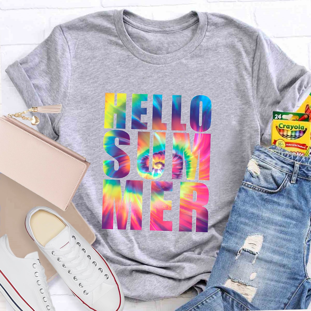 Hello Summer Rainbow Teacher T-Shirt