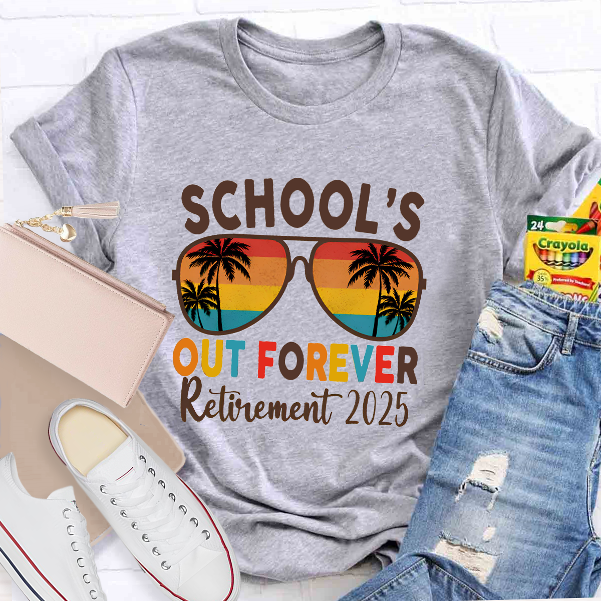 Personalized Retirement Year School's Out Forever Teacher T-Shirt