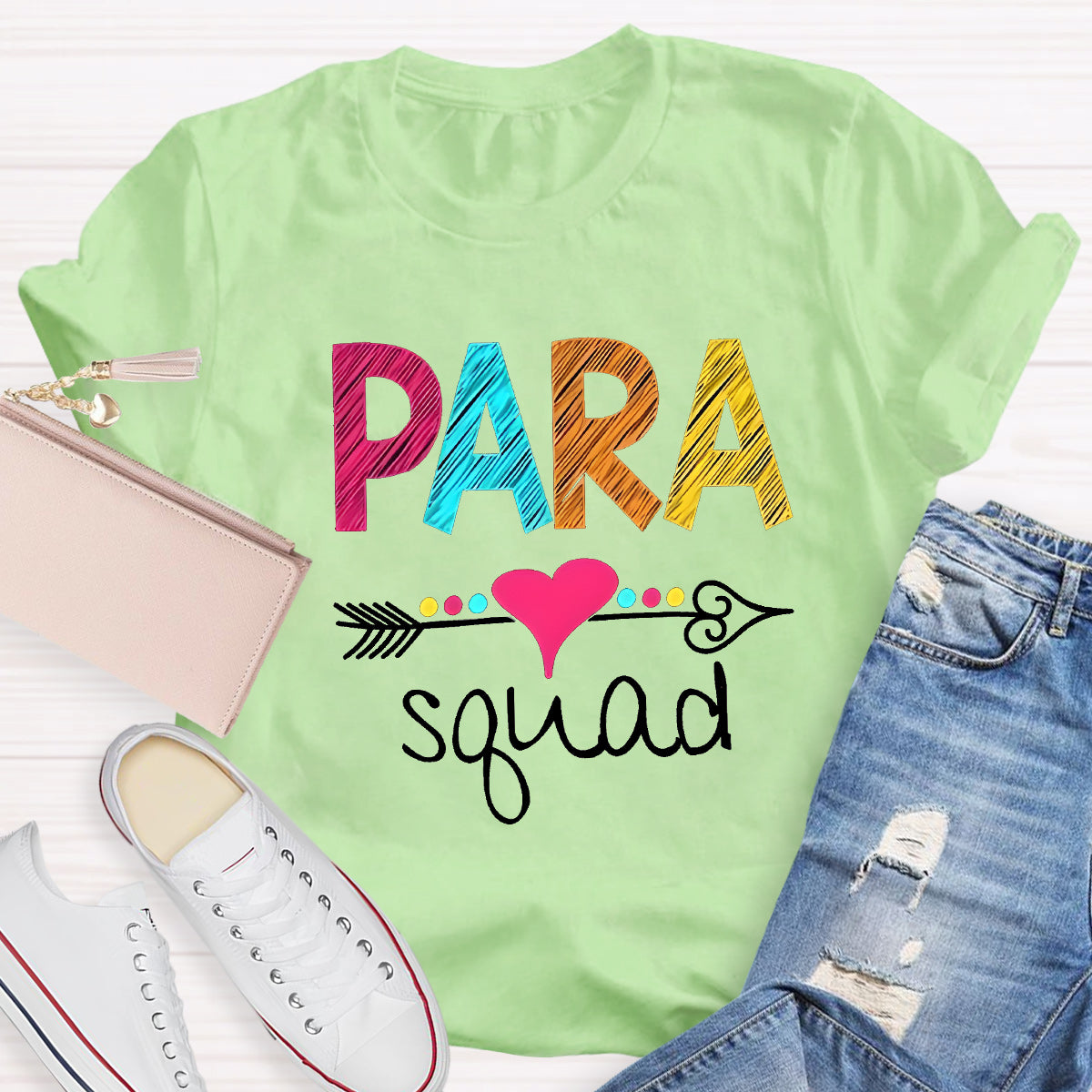 Para Squad Pink Heart Teacher T-Shirt
