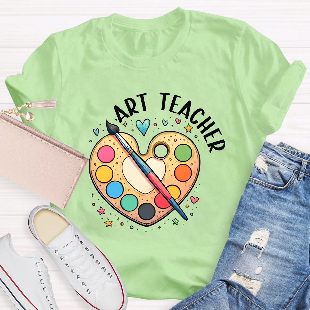 Art Teacher Heart Teacher T-Shirt