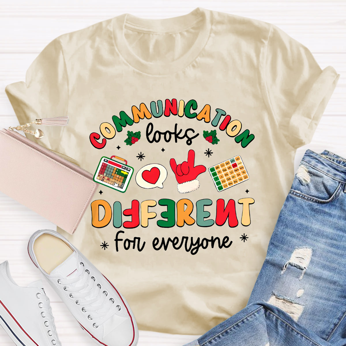 Communication Looks Different For Everyone Merry Christmas T-shirt