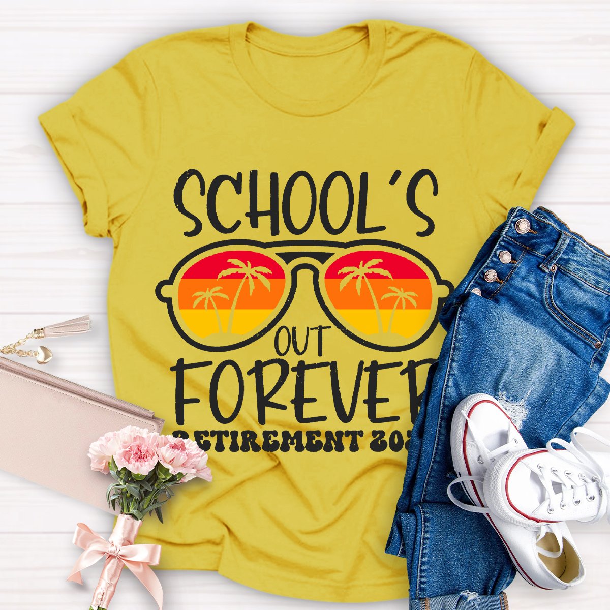 Personalized Time School's Out Forever Retirement 2024 Teacher Shirt