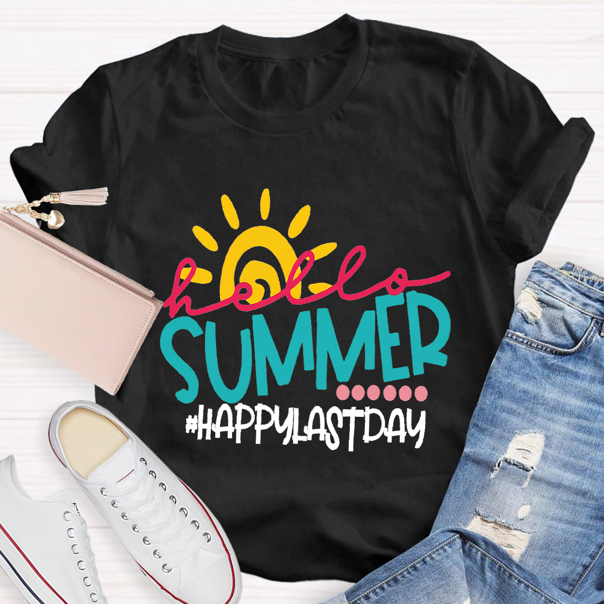 Hello Summer Teacher Graphic Tee Shirt