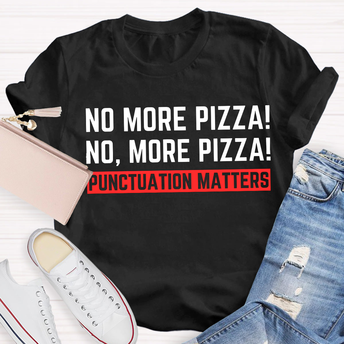 No More Pizza Red Slogan Teacher T-Shirt