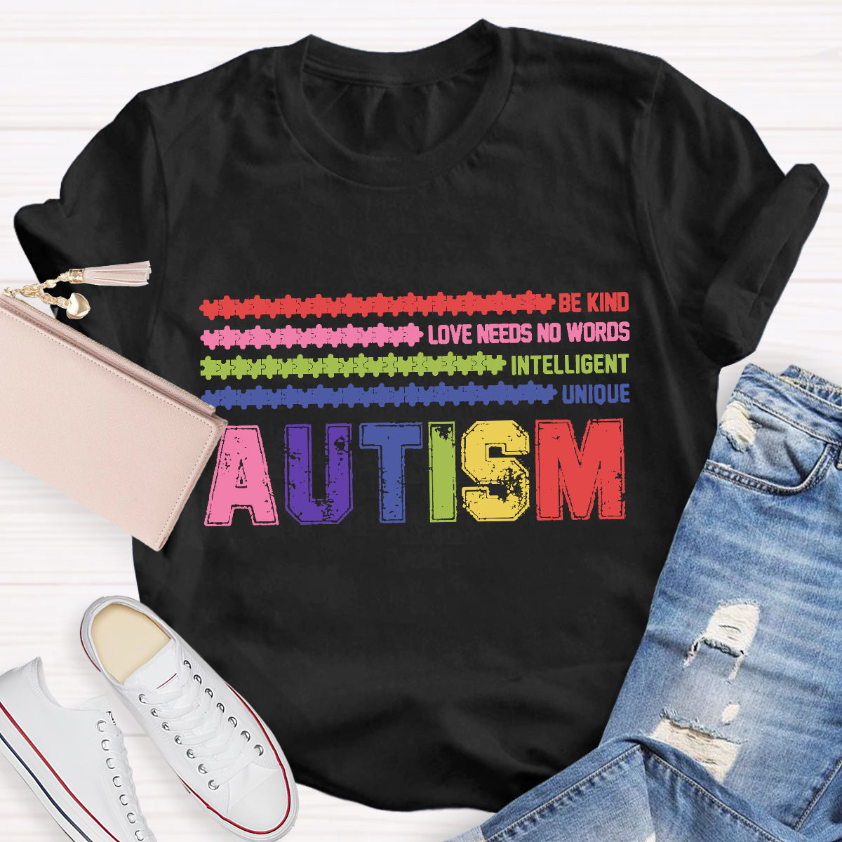 Autism Be Kind Love Need No Worlds Intelligent Unique  T-Shirt