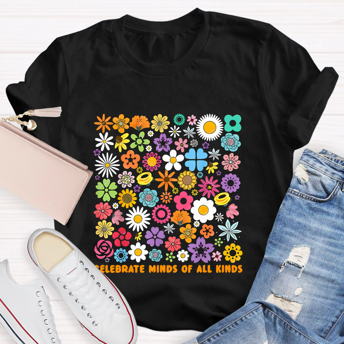 Colorful Flower Celebrate Minds of All Kinds T-Shirt