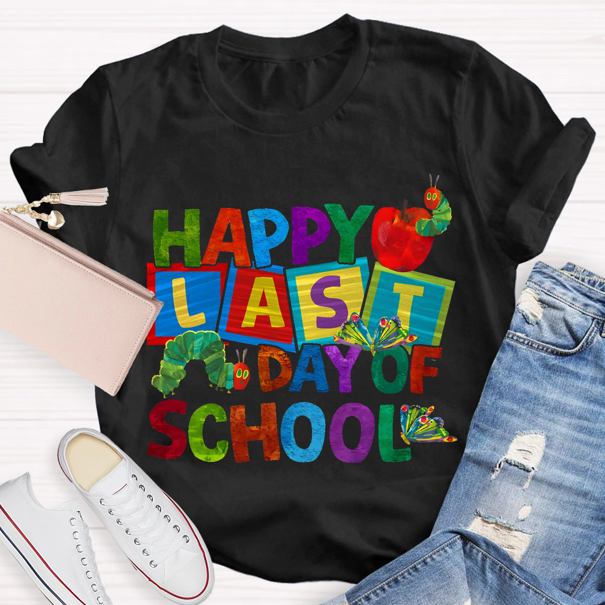 Happy Last Day Of School Apple  Teacher T-Shirt