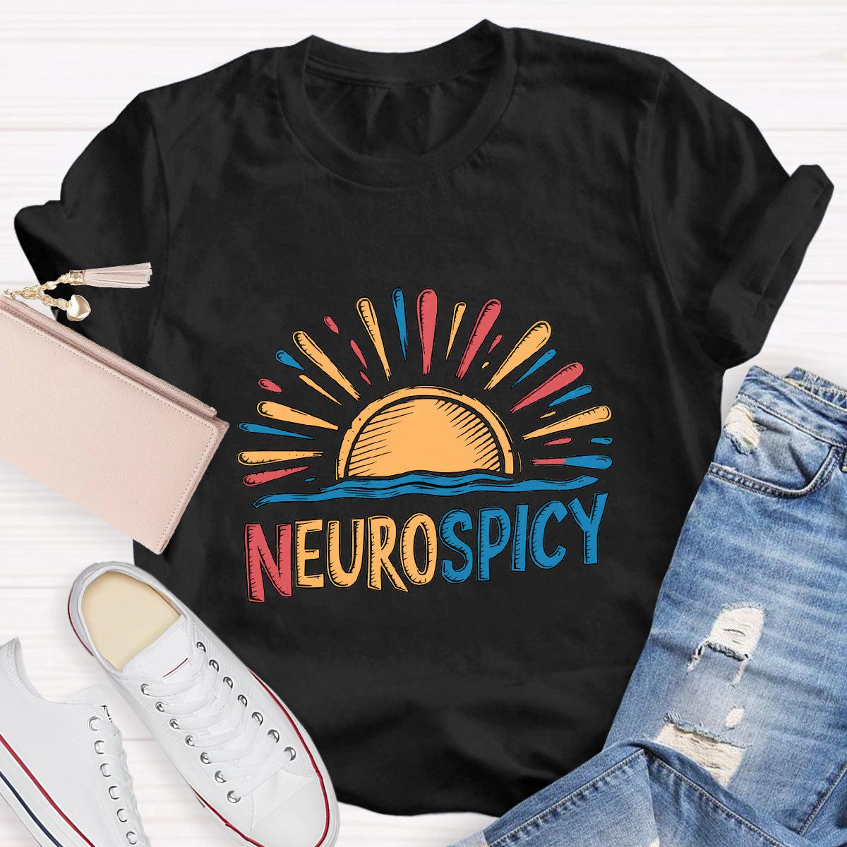 Rainbow Positive Autism Teacher T-Shirt
