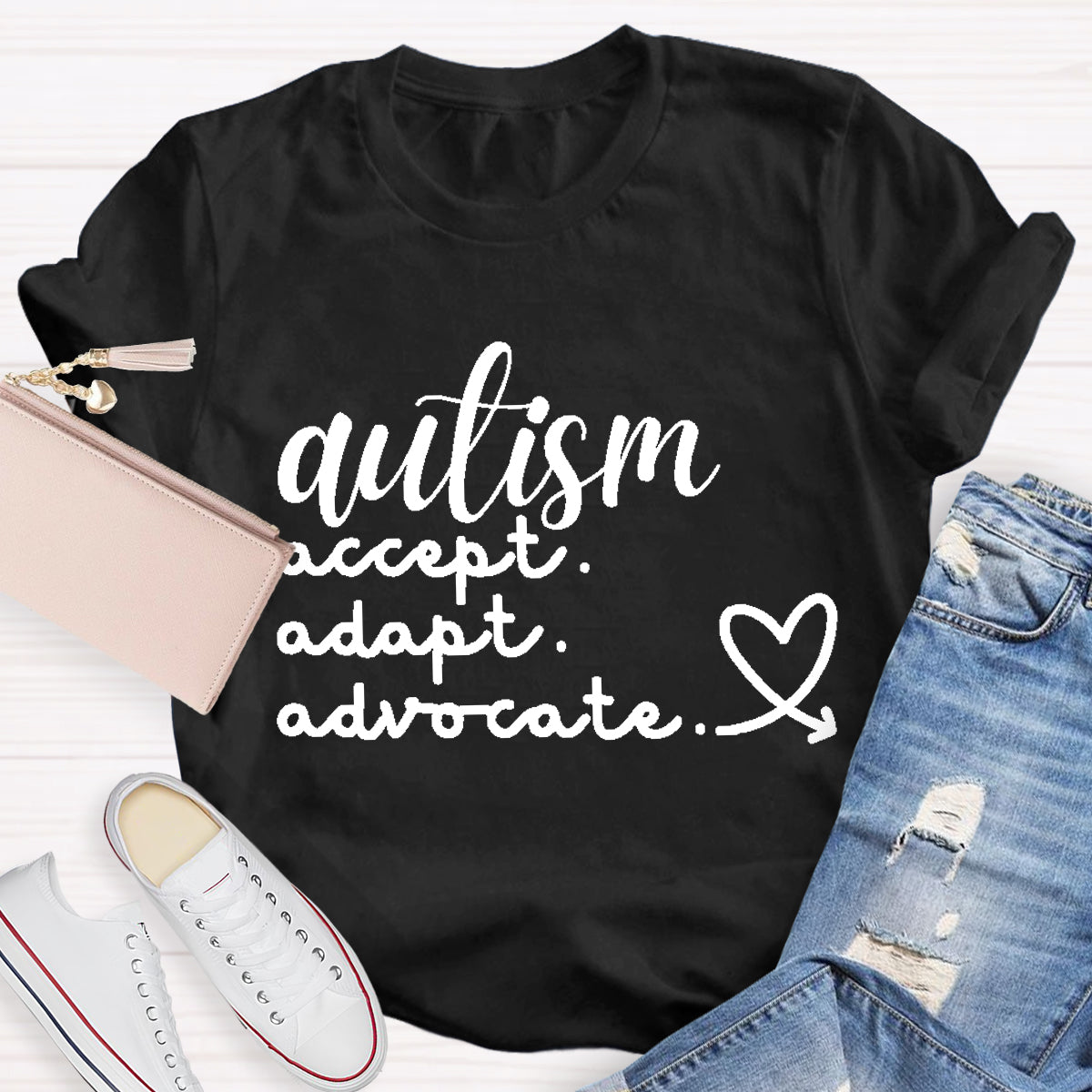 Autism Accept  Adapt Advocate Teacher T-Shirt