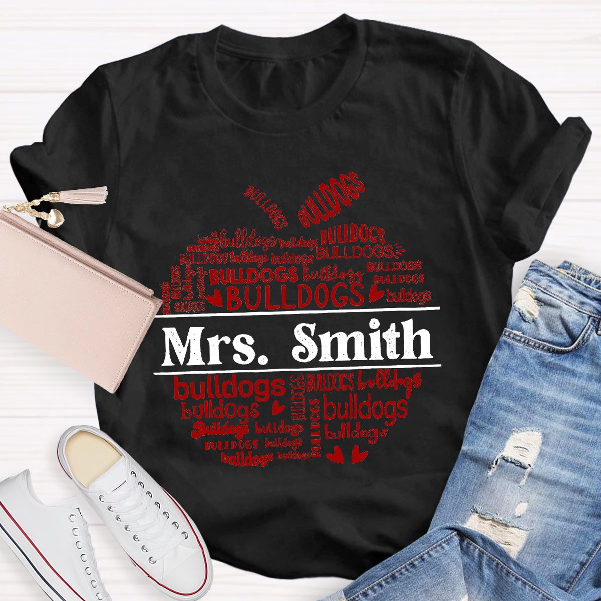 Personalized Name And Mascot bulldogs Teacher T-Shirt