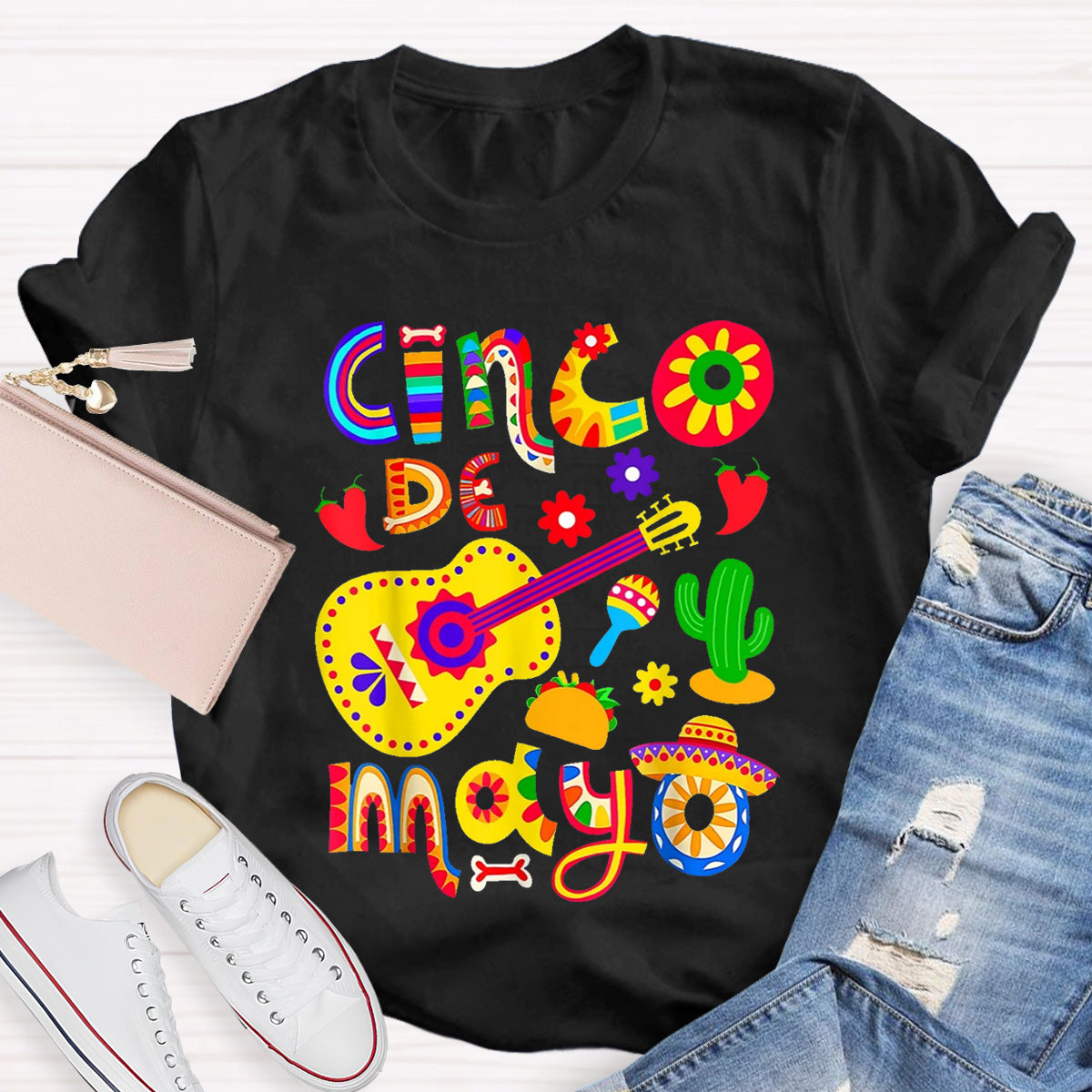 Cinco De Mayo Flower Teacher T-Shirt