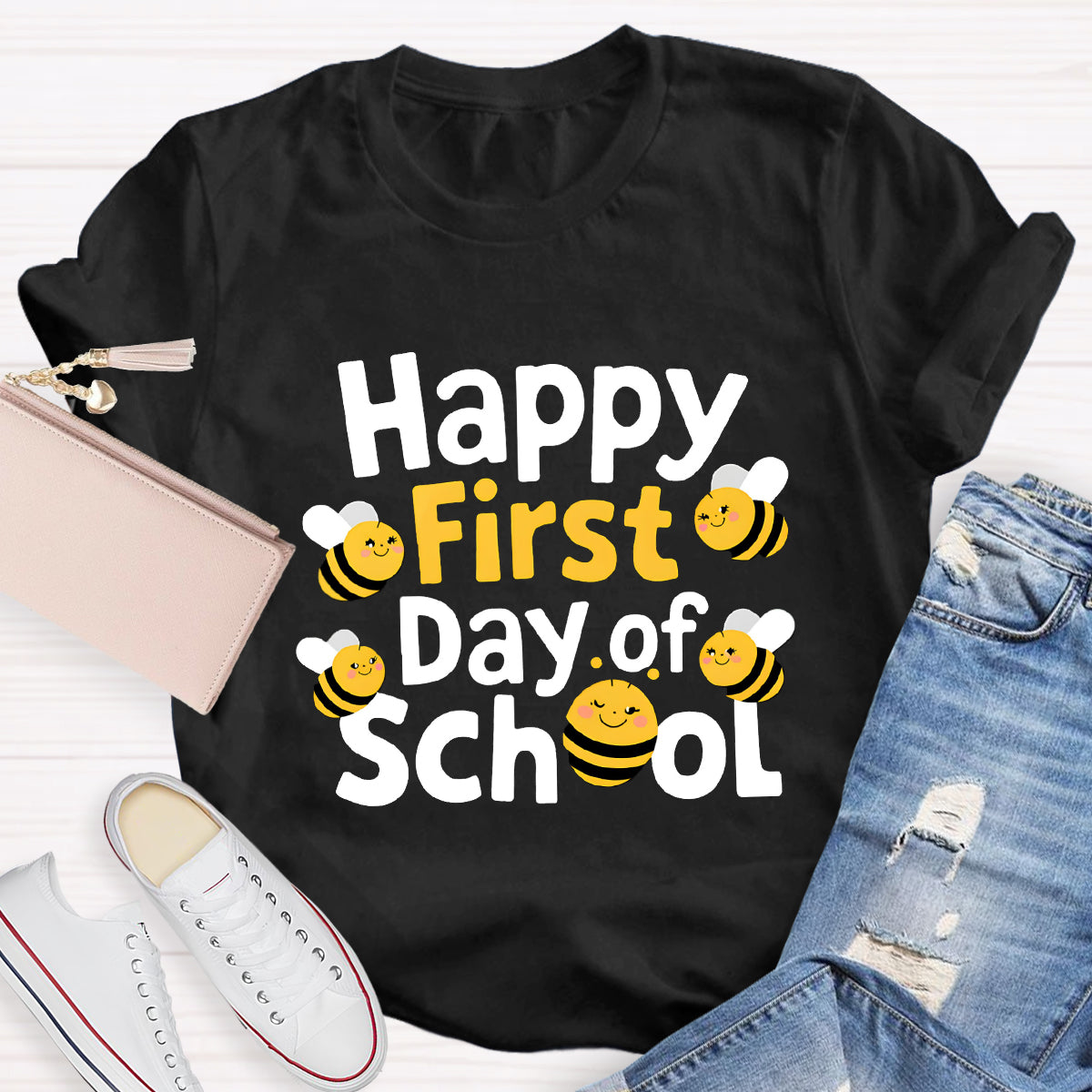 Happy First Day Of School Funny Bee Teacher T-Shirt