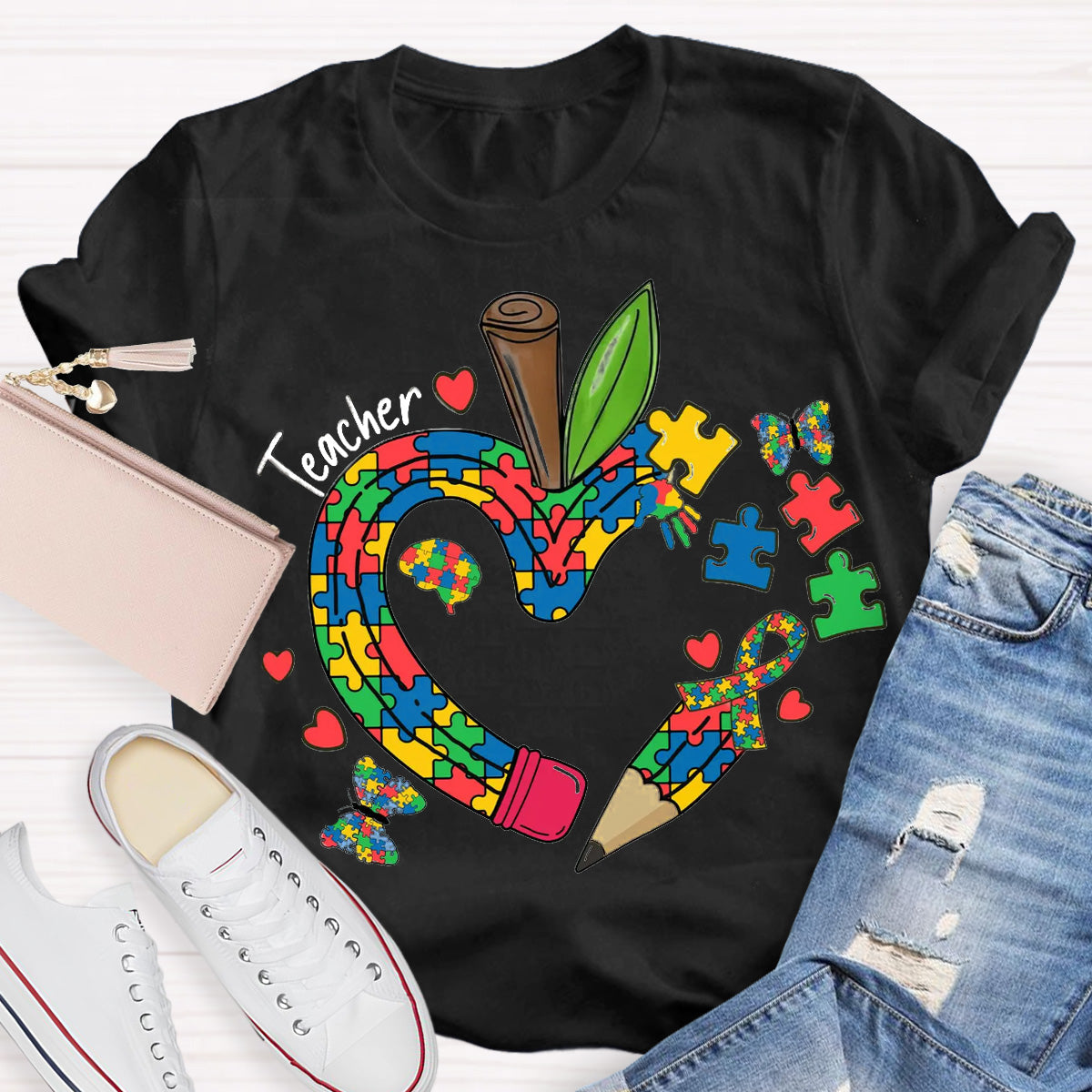Teacher Apple Pencil Teacher T-Shirt