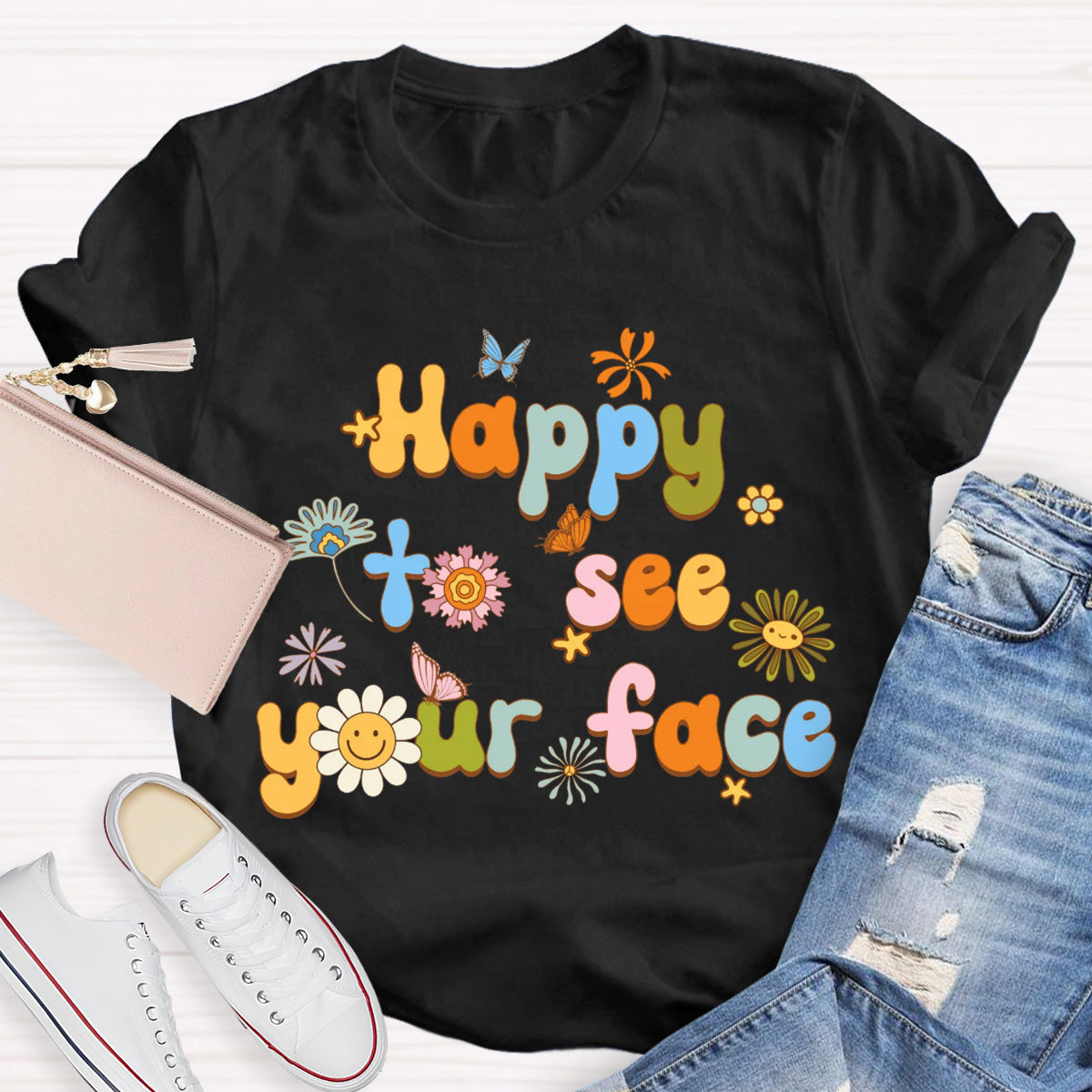 Happy To See Your Face Back To School Floral T-Shirt