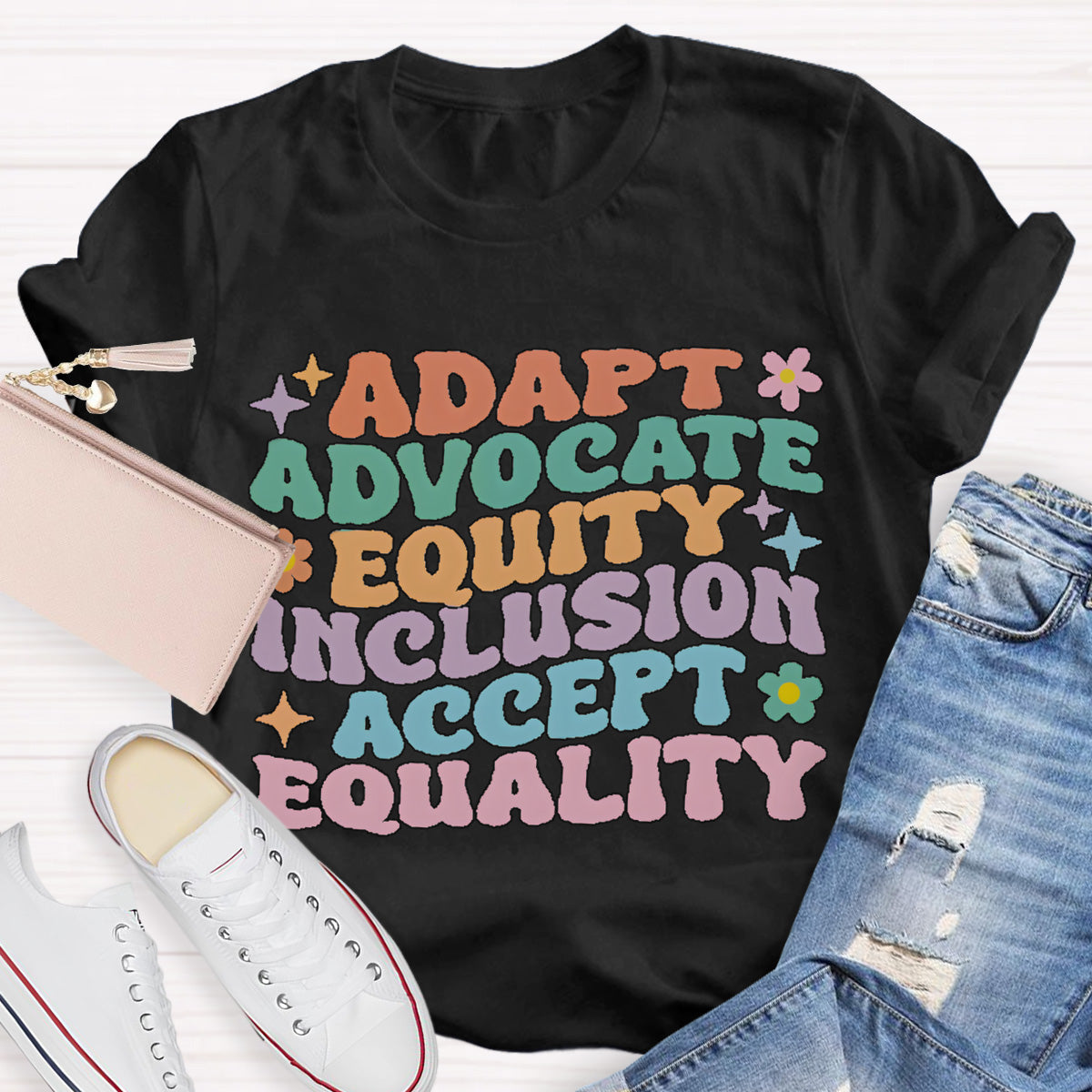Adapt Advocate Equity Accept Teacher T-Shirt