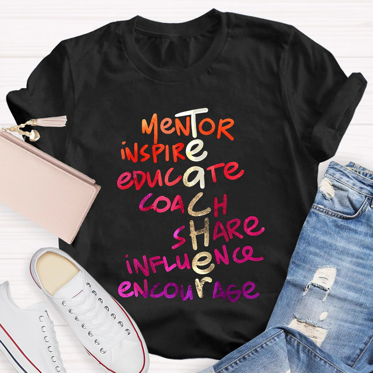 Golden Letters Mentor Teacher T-Shirt