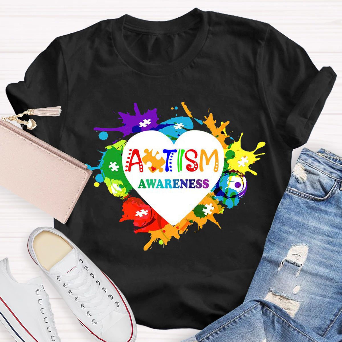 Awareness Colorful Teacher T-Shirt