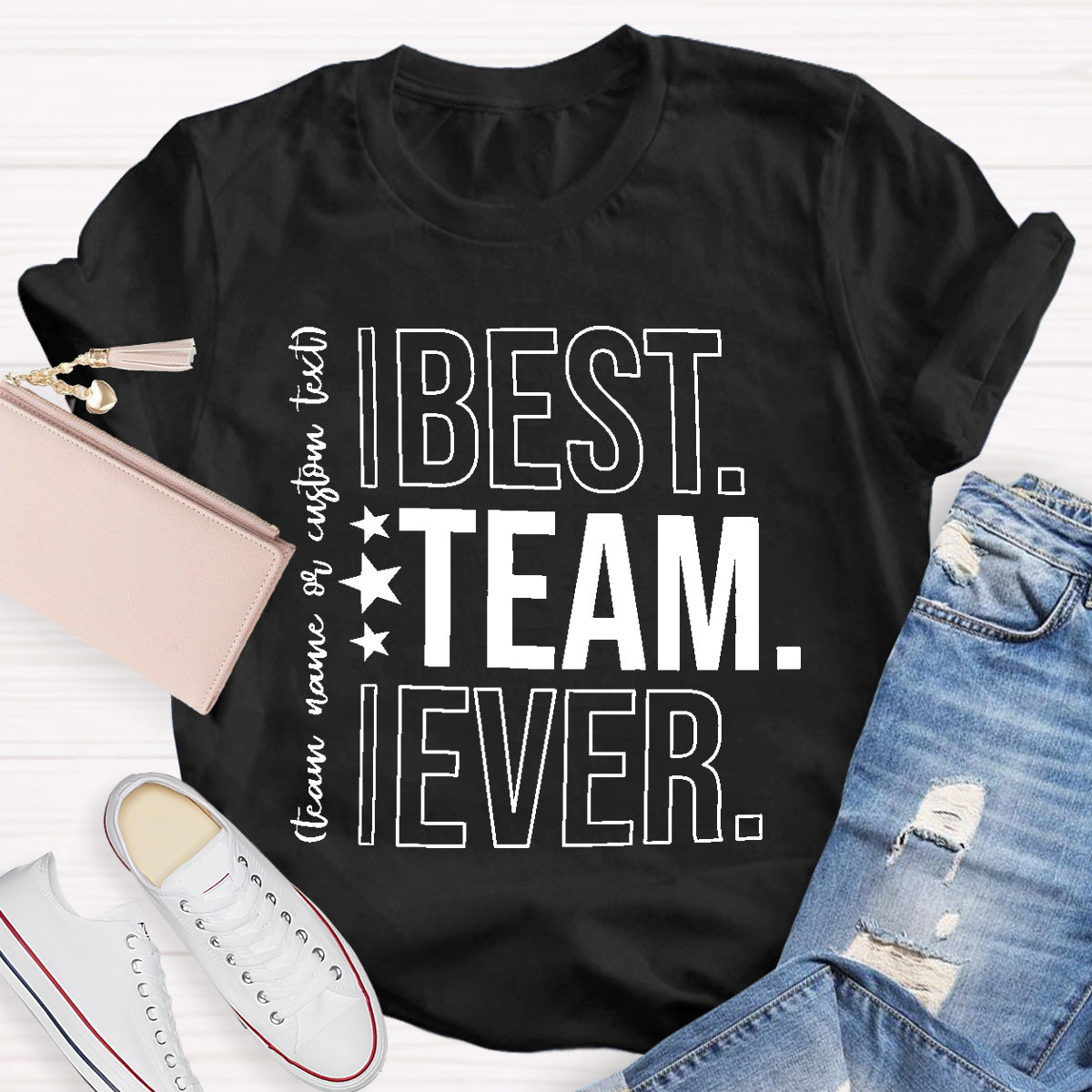 Personalized Best Team Ever Star Printed T-Shirt