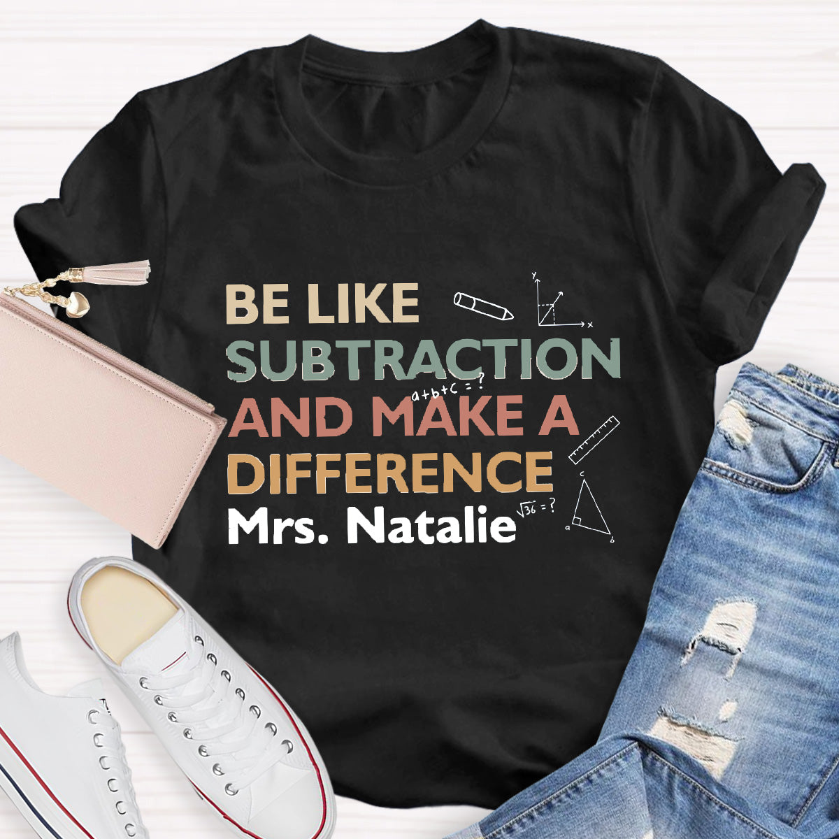 Personalized Name Make A  Difference Teacher T-Shirt