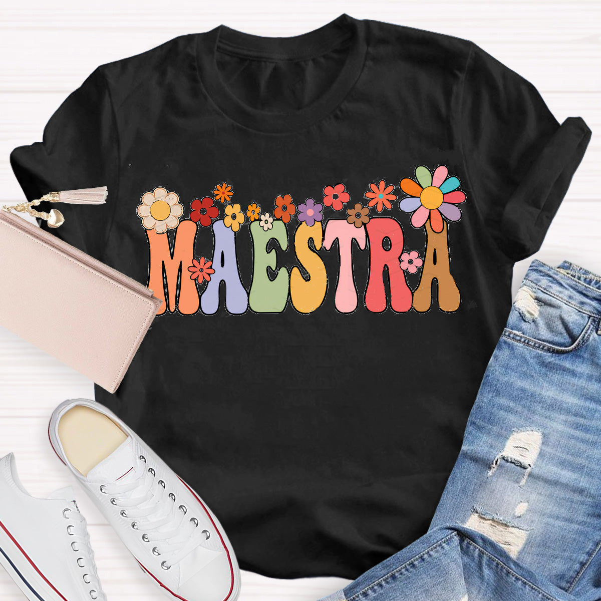 Maestra Flower Teacher T-Shirt