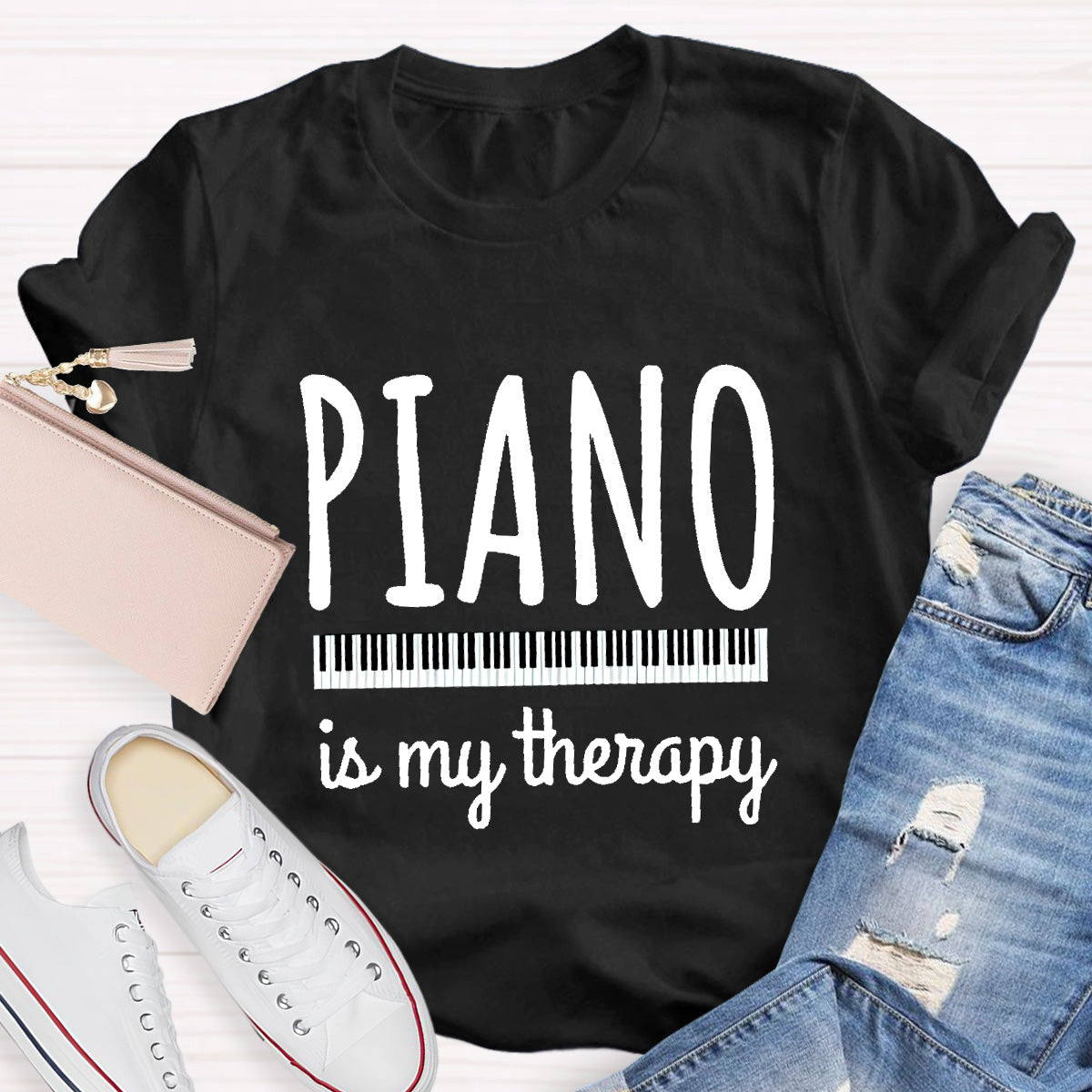 Piano Is My Therapy Teacher T-Shirt