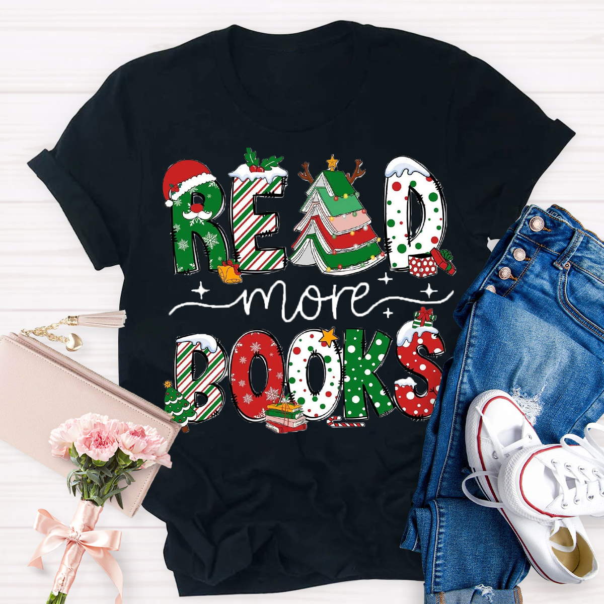 Read More Books Christmas Teacher T-Shirt