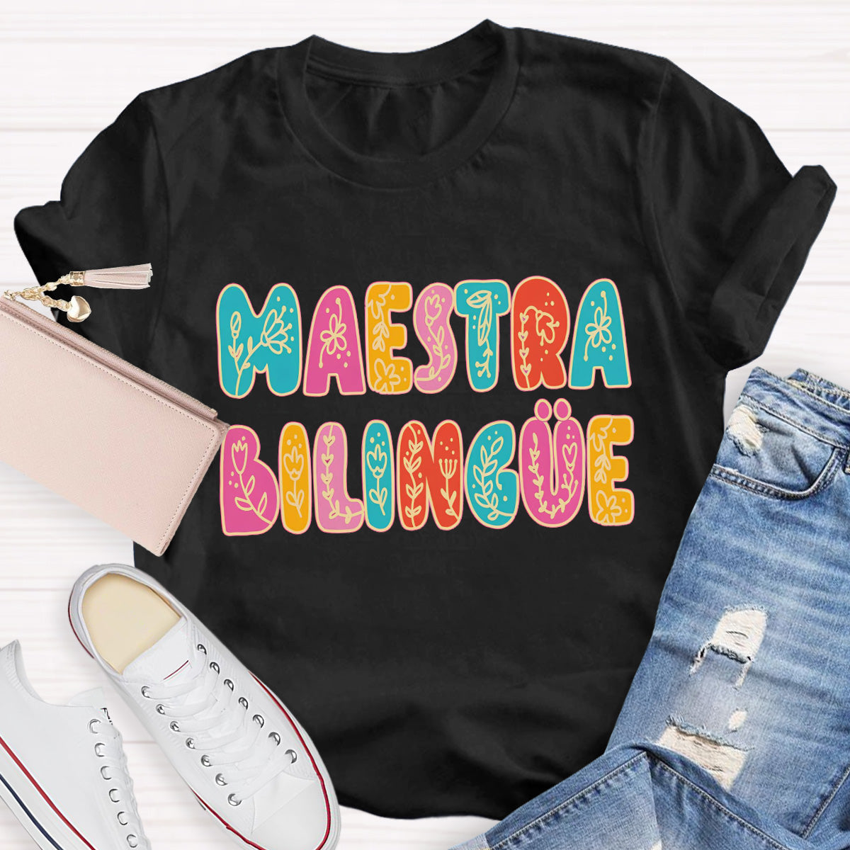 Maestra Flower Teacher T-Shirt