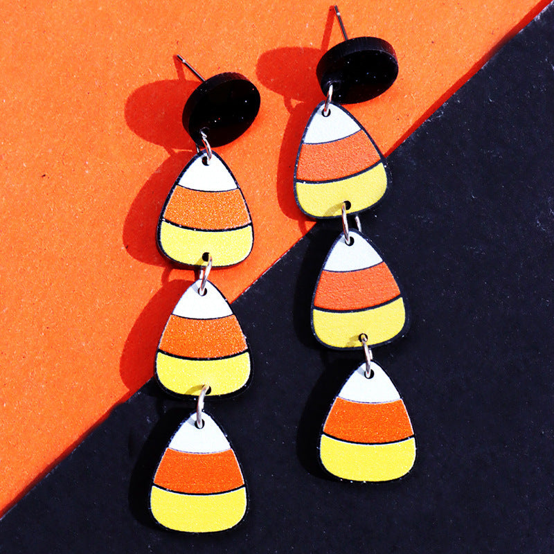 3D Candy Corn Pendant Earrings