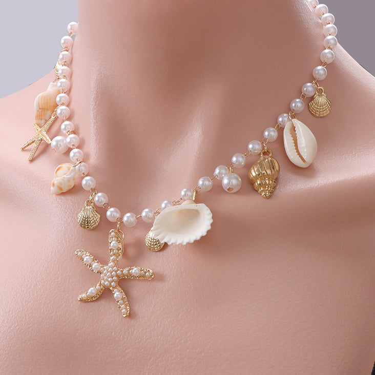 Bohemian Beach-Style Seashell & Conch Pendant Necklace And Bracelet Set