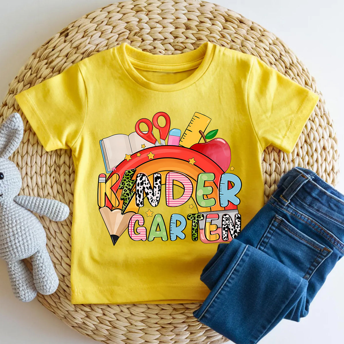 Personalized Grade Leopard Print Letter Rainbow Kindergarten Toddler T-shirts