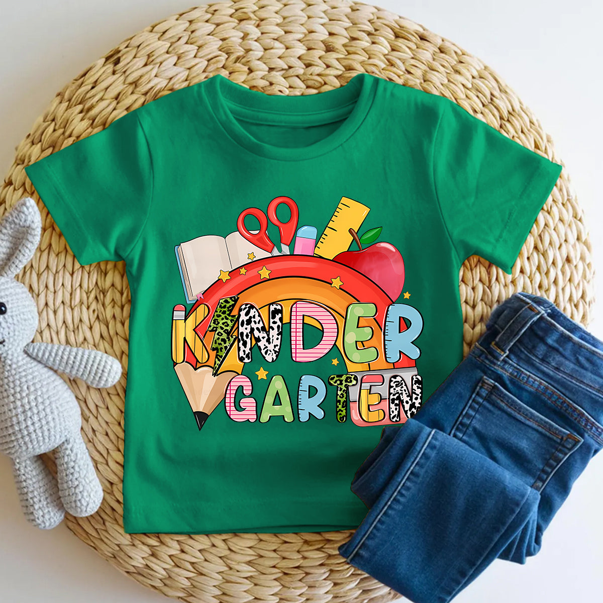 Personalized Grade Leopard Print Letter Rainbow Kindergarten Toddler T-shirts