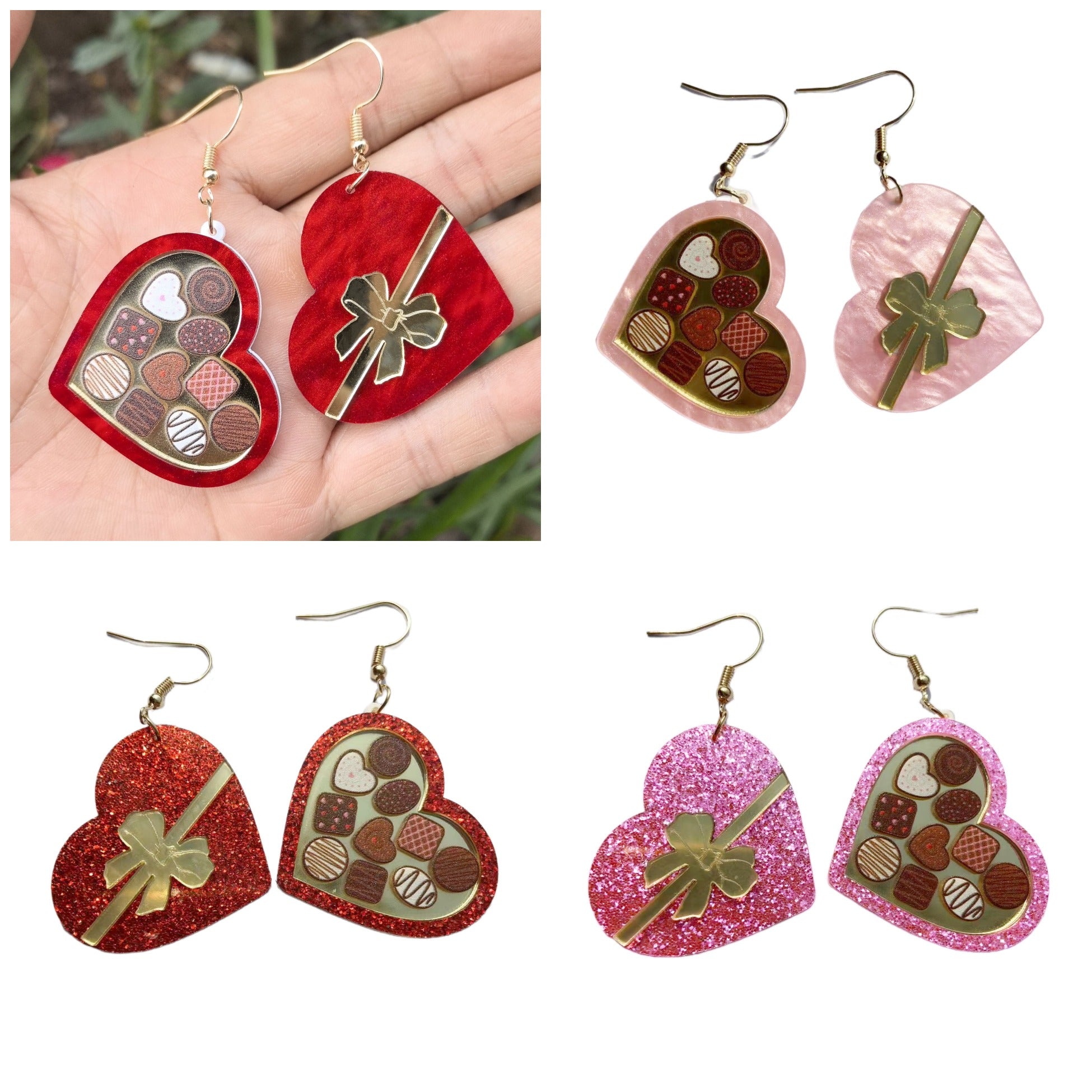 Heart-shaped Rocket Gift Box Ice Cream Wine Earrings