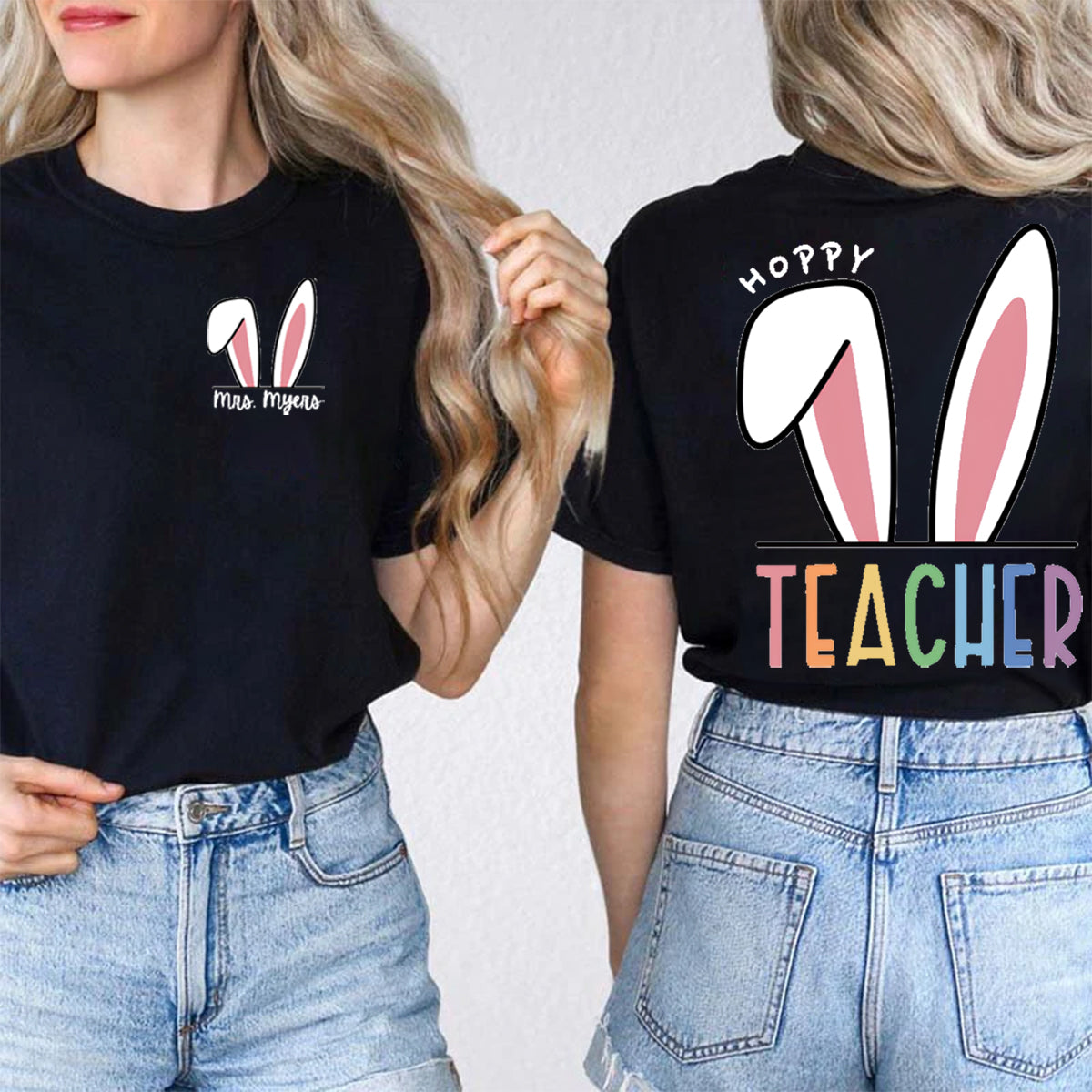 Personalized Name Easter Double Printed T-shirt