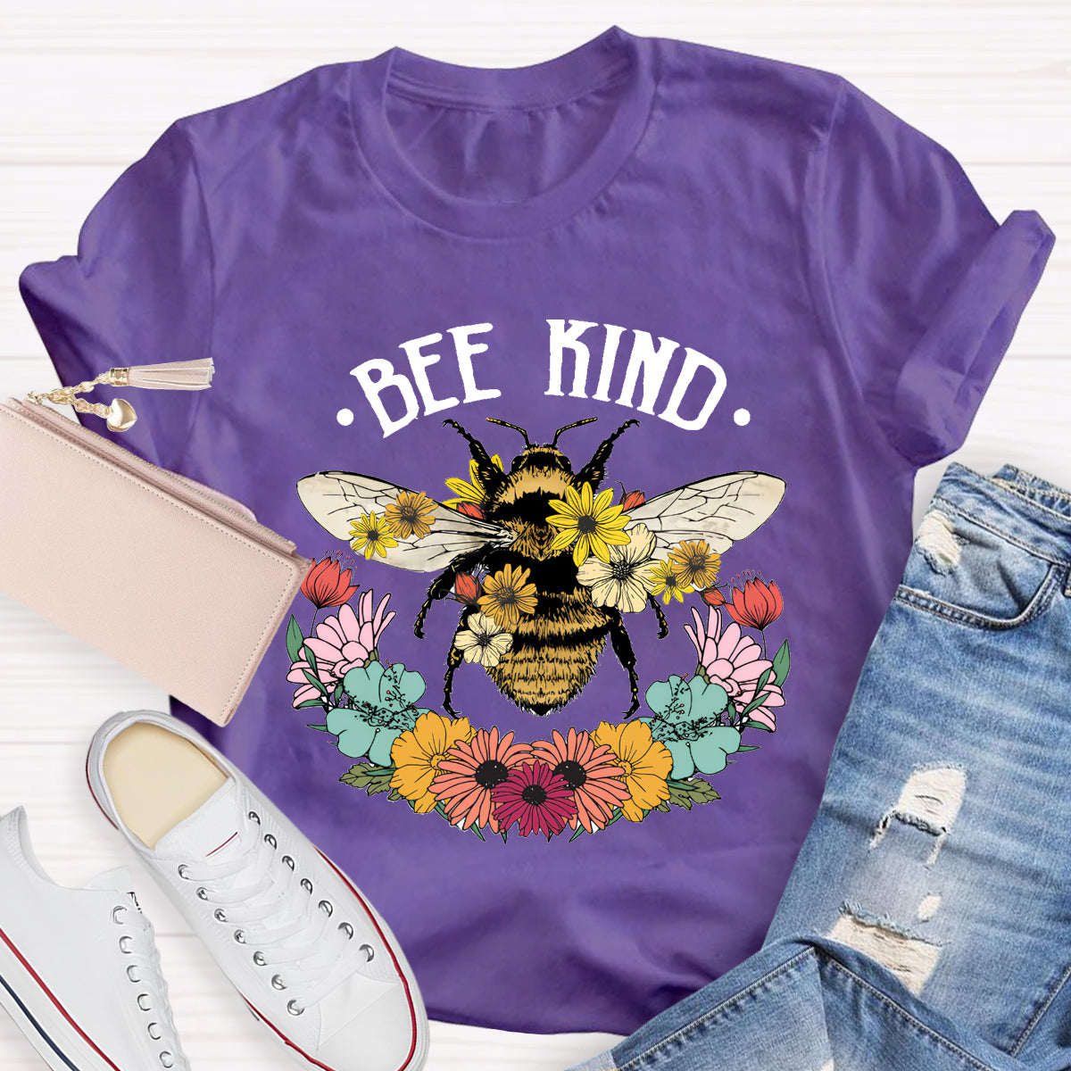Bee Kind Floral Teacher T-Shirt