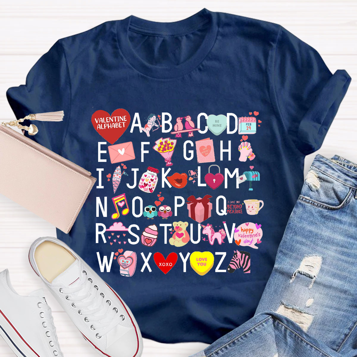 Valentine Alphabet Teacher T-Shirt