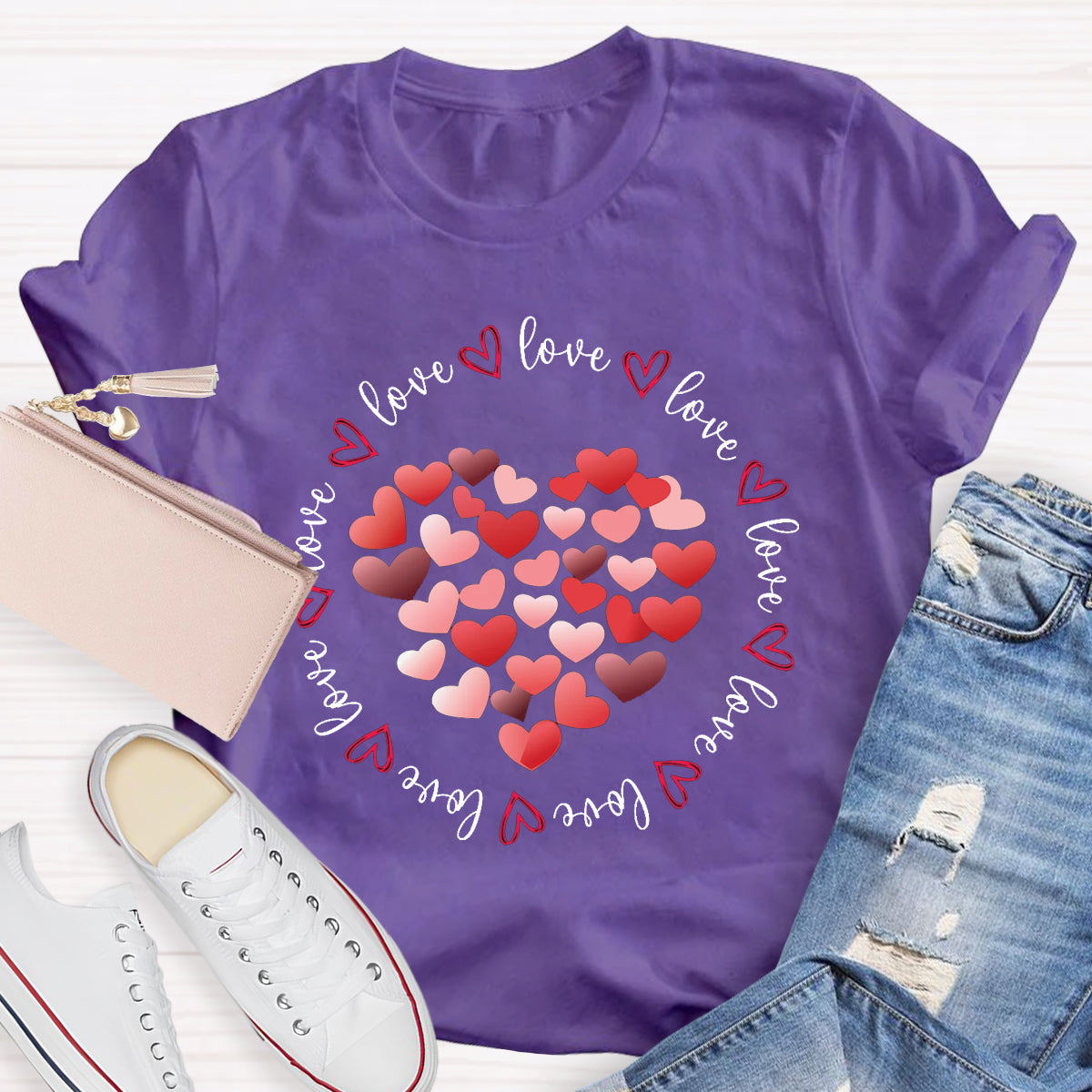 Valentines Day Red and Pink Hearts Love T-Shirt