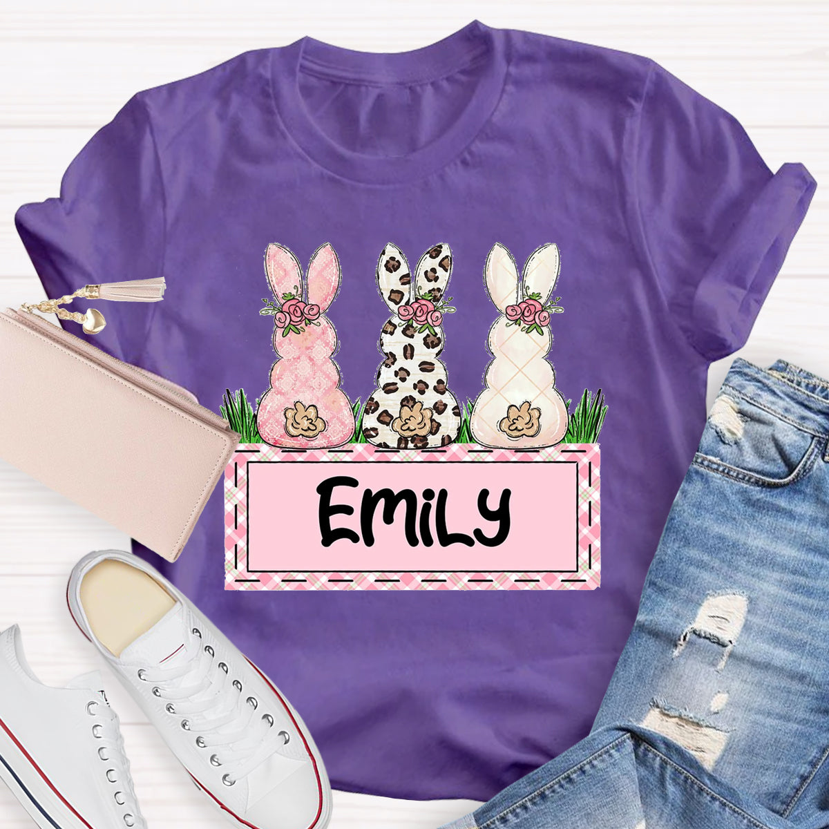 Personalized Name Teacher Easter Bunny T-Shirt