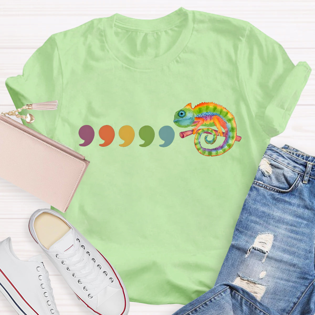 Comma Comma Chameleon Teacher T-Shirt
