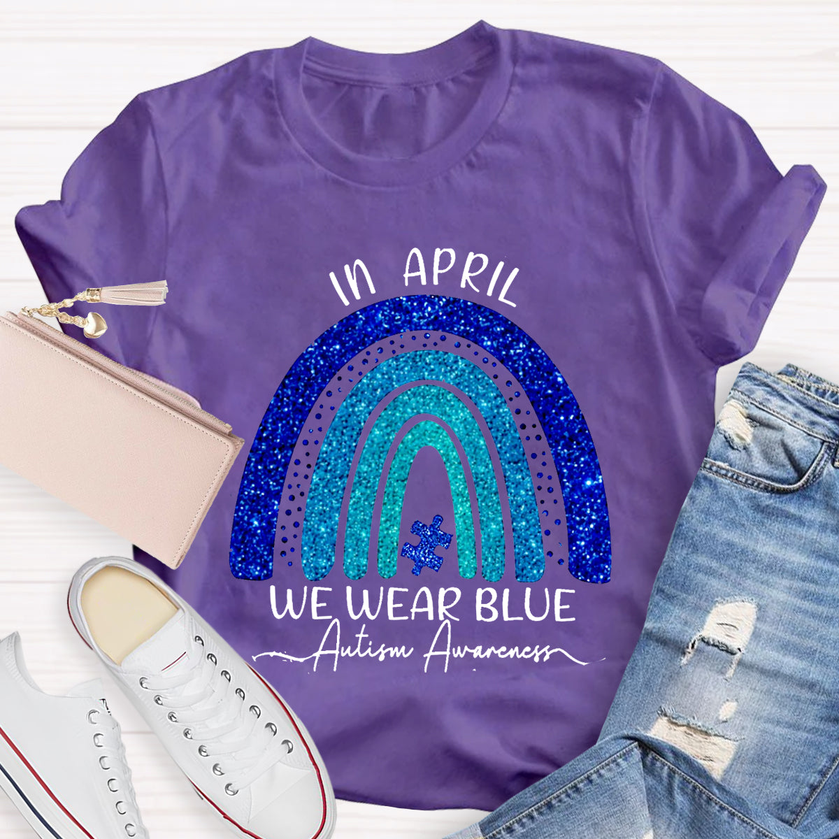 In April We Wear Blue Autism Awareness T-Shirt