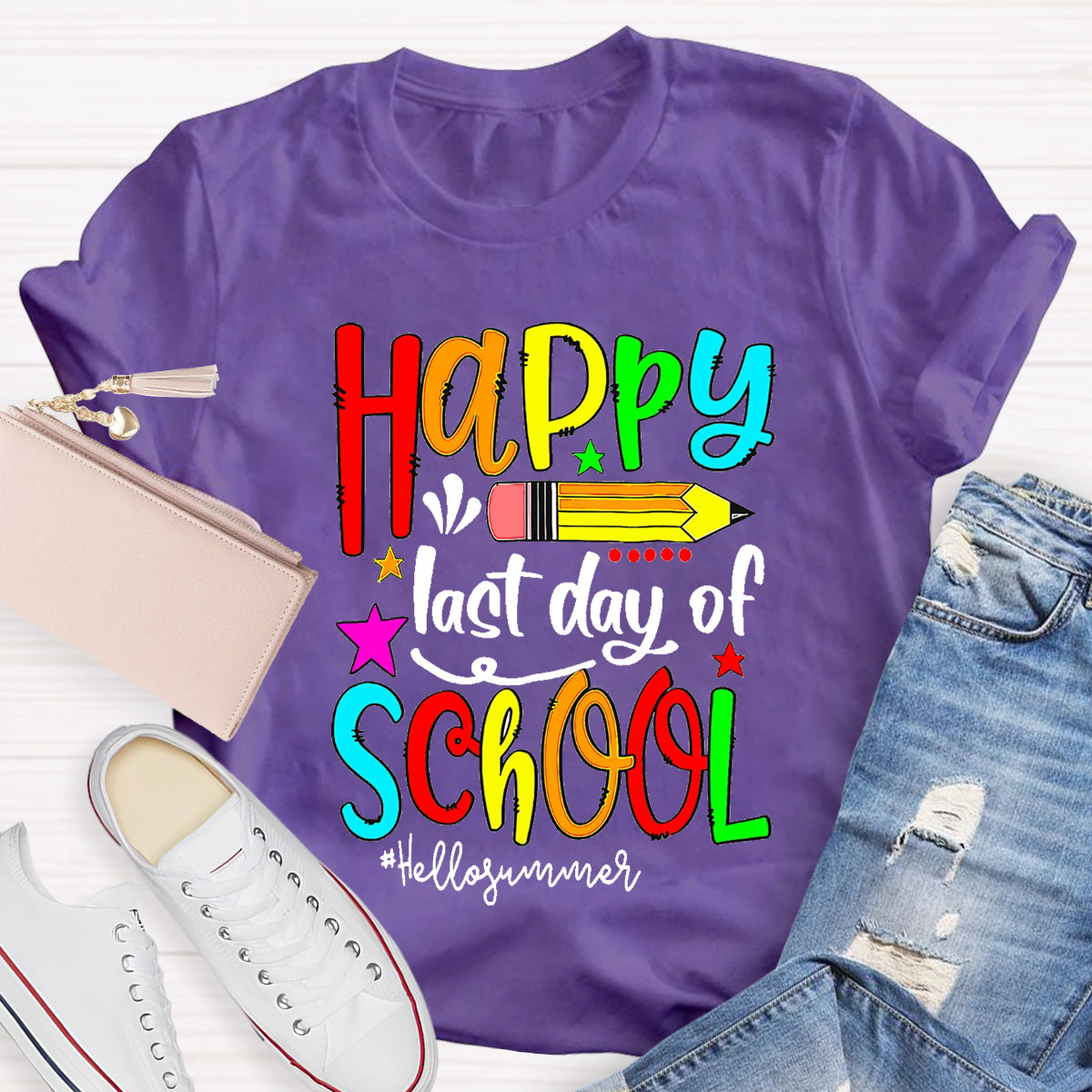 Happy Last Day Of School Hello Summer Teacher T-Shirt