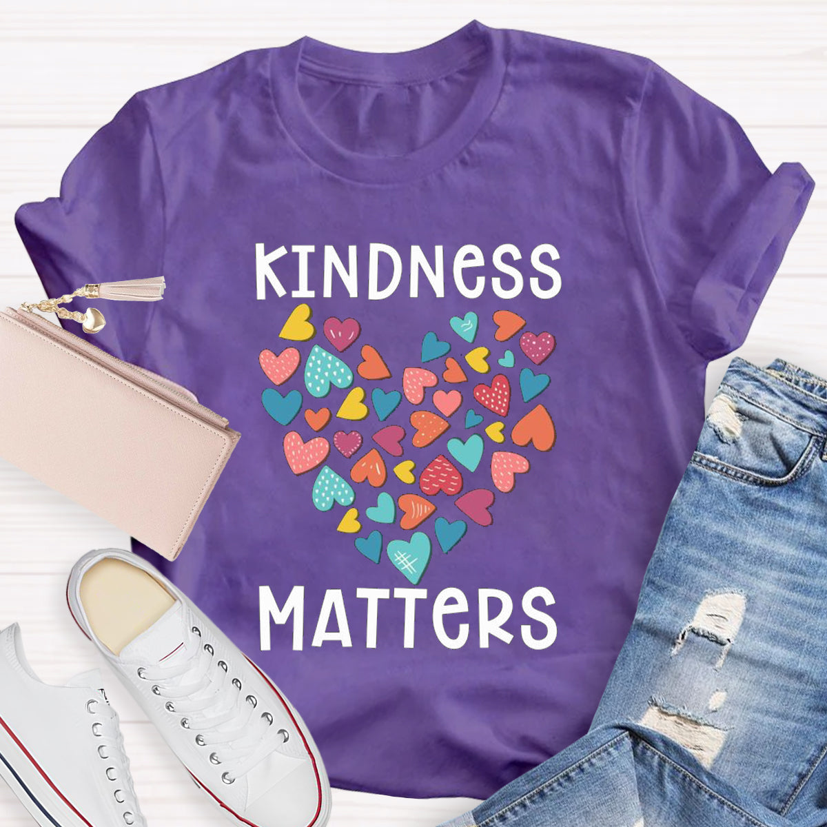 Kindness Matters Colorful Heart T-Shirt