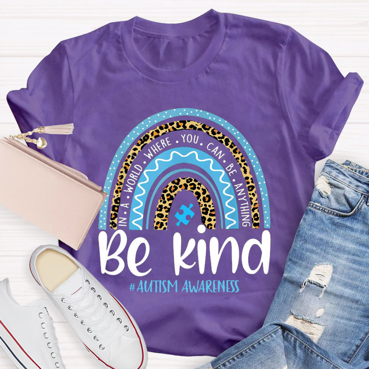 Be Kind Blue Rainbow Teacher T-Shirt