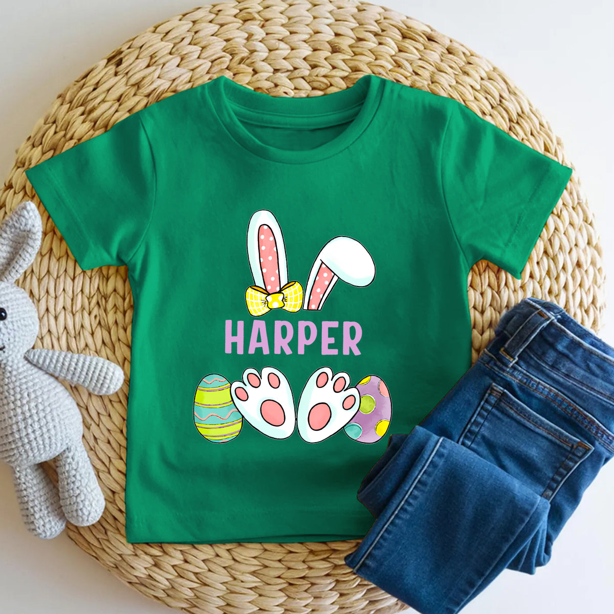 Personalized Name  Rabbit Easter Egg Graphics  Toddler T-shirts