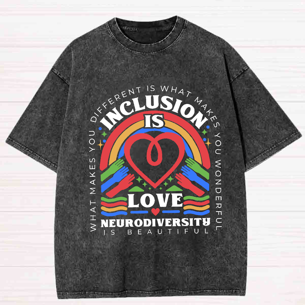 Inclusion Is Love Neurodiversity Washed T-shirt