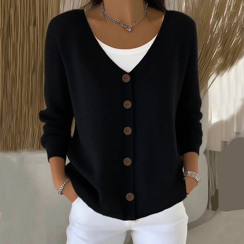 Solid Color Knit Button Cardigan Sweater