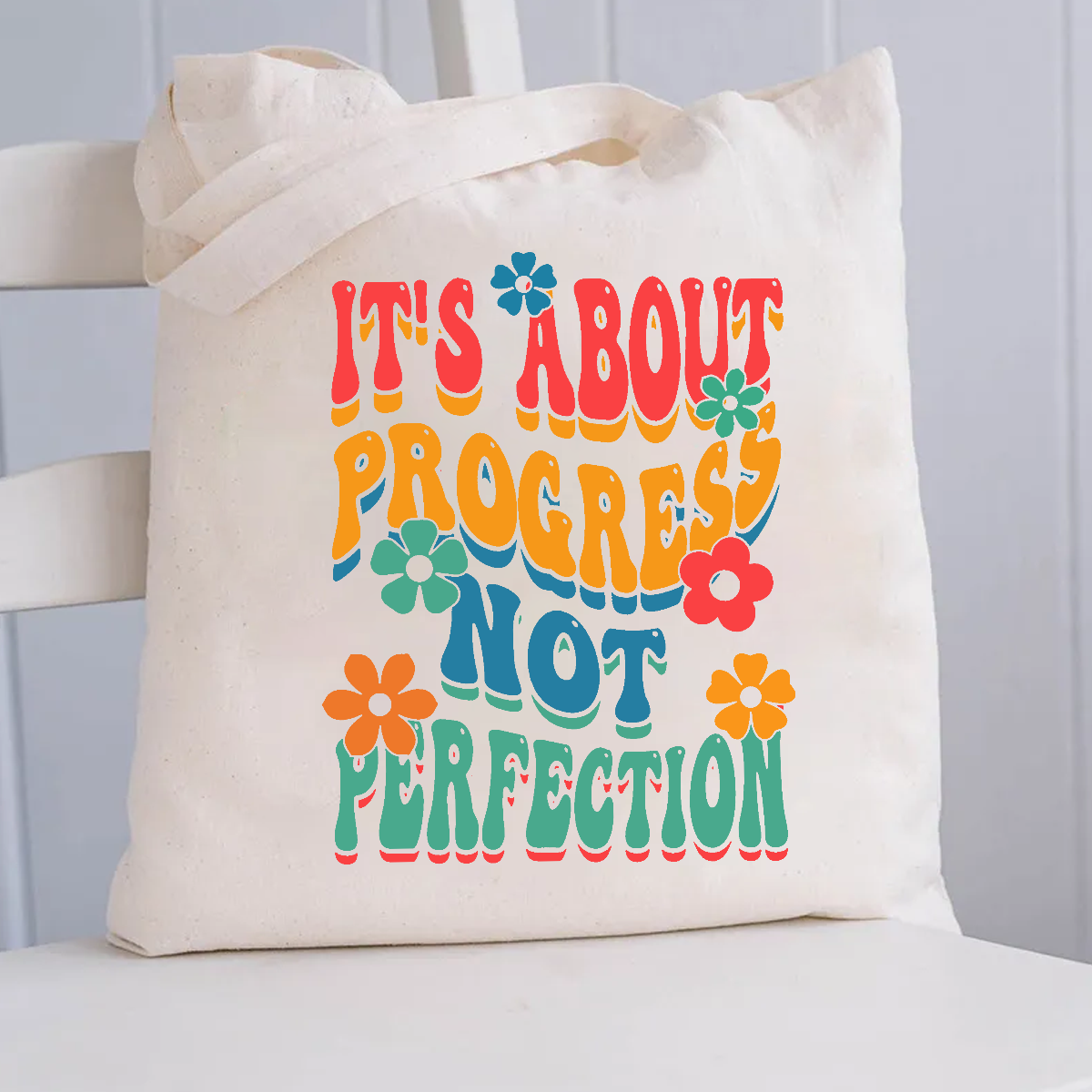 It's About Progress Not Perfection Testing Day Canvas Tote Bag
