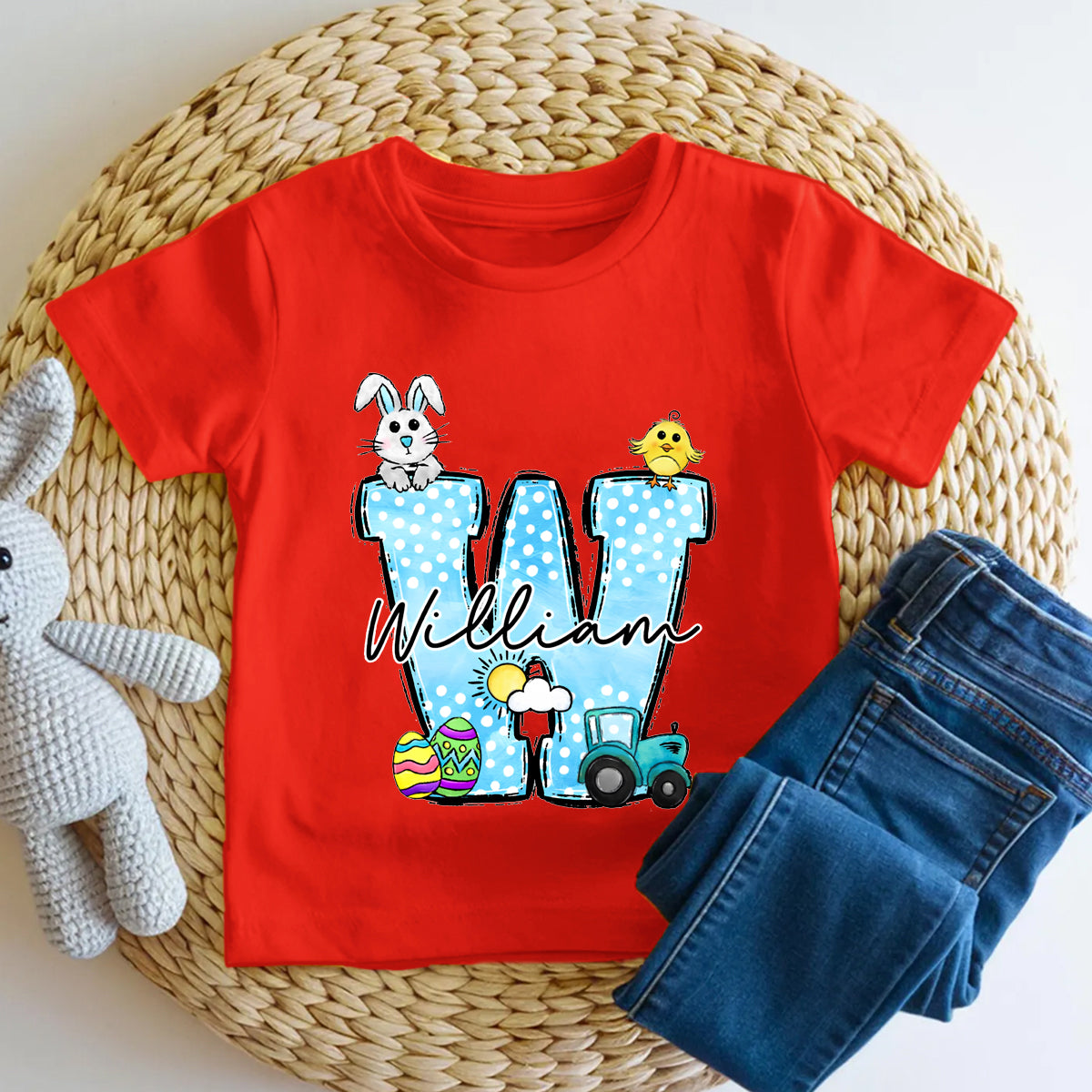 Personalized Name Rabbit Car Graphic  Toddler T-shirts