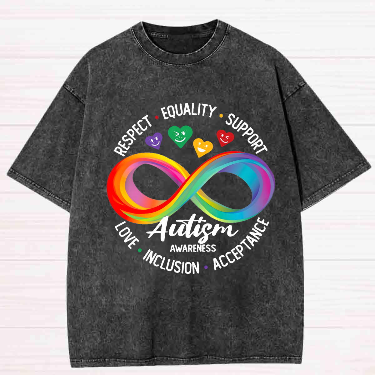 Respect Equality  Support Autism Awareness Washed T-shirt