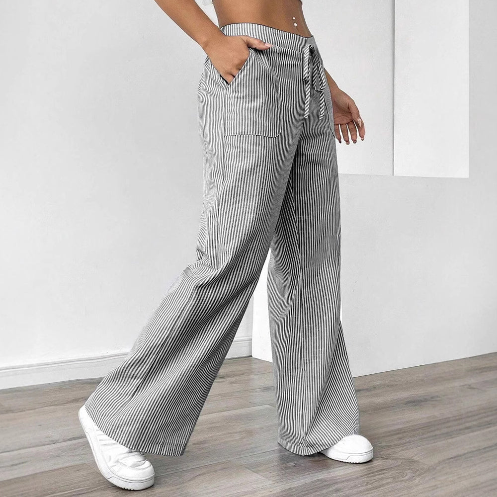 Striped Casual Street Style Loose Wide-Leg Pants